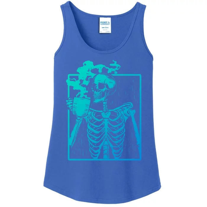 Skeleton Ing Coffee Back Design White Funny Gift Ladies Essential Tank