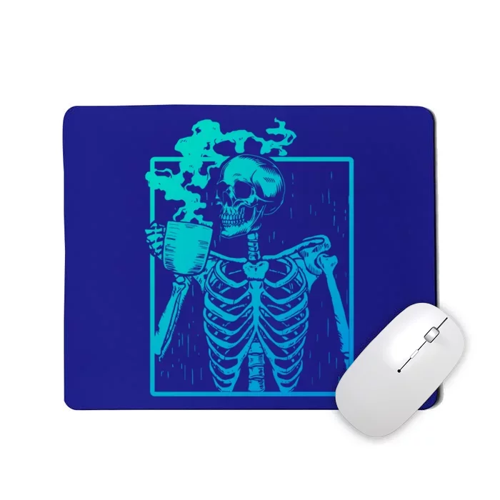 Skeleton Ing Coffee Back Design White Funny Gift Mousepad