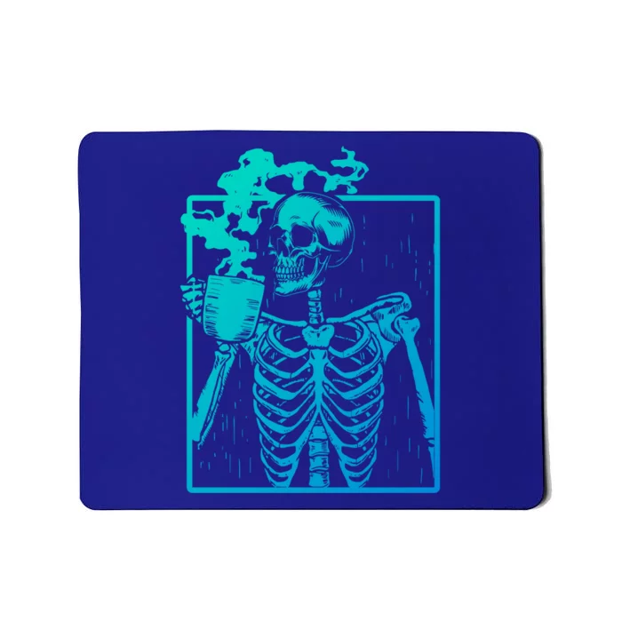 Skeleton Ing Coffee Back Design White Funny Gift Mousepad