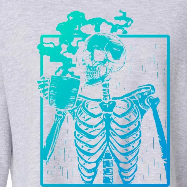 Skeleton Ing Coffee Back Design White Funny Gift Cropped Pullover Crew