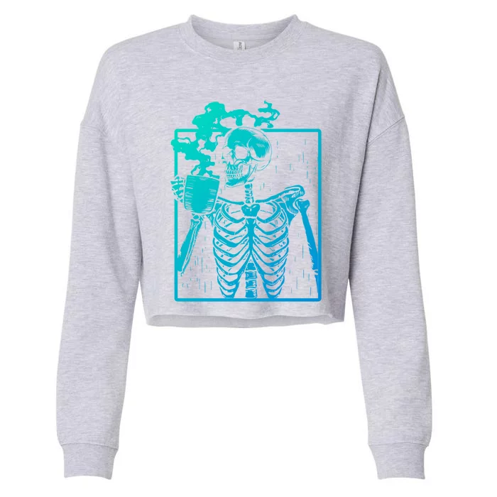 Skeleton Ing Coffee Back Design White Funny Gift Cropped Pullover Crew