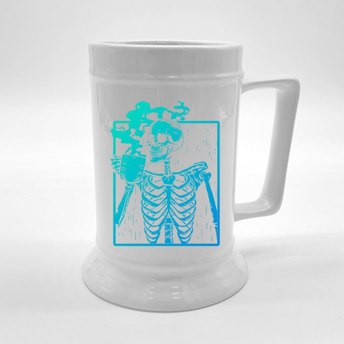 Skeleton Ing Coffee Back Design White Funny Gift Front & Back Beer Stein