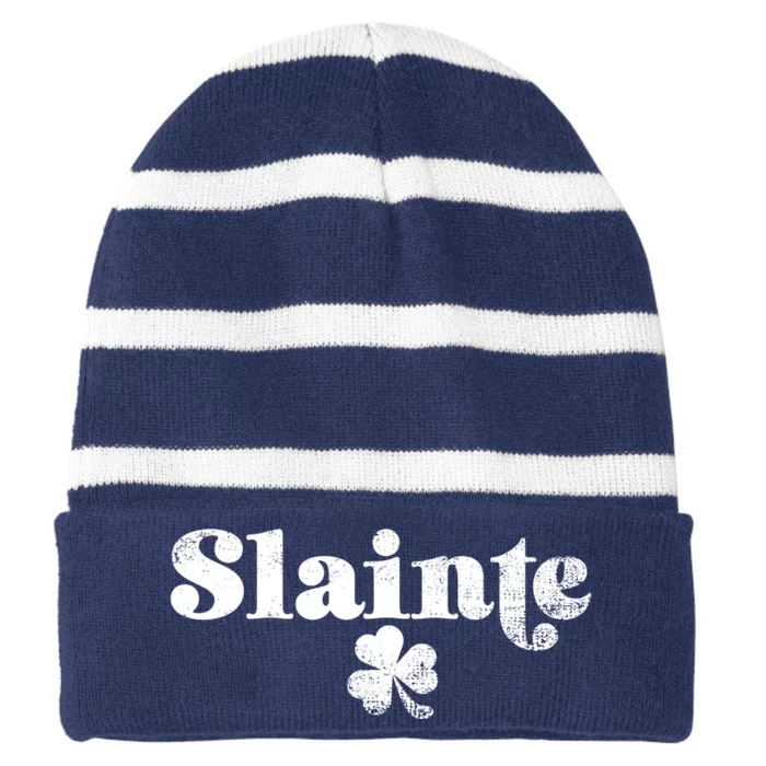 Slainte Irish Cheers Striped Beanie with Solid Band