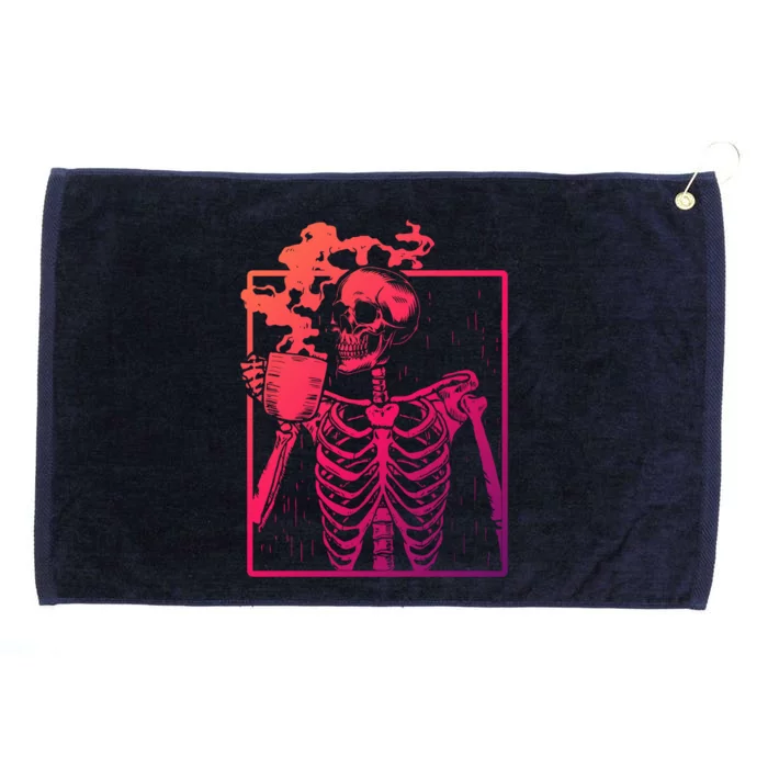 Skeleton Ing Coffee Back Design White Funny Gift Grommeted Golf Towel