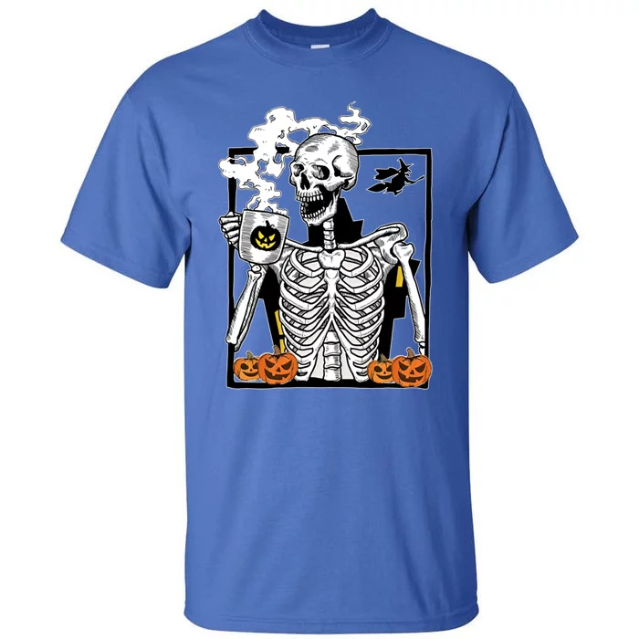 Skeleton Ing Coffee Cups Funny Halloween Skull Lover Gift Tall T-Shirt