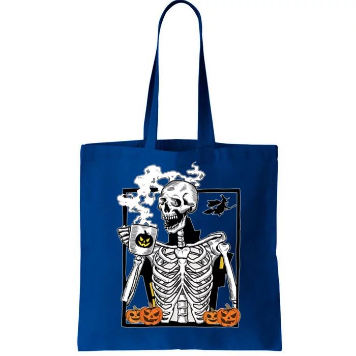 Skeleton Ing Coffee Cups Funny Halloween Skull Lover Gift Tote Bag