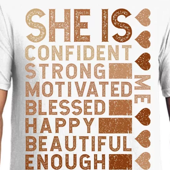 She Is Confident Strong Motivated Happy Beautiful Pajama Set