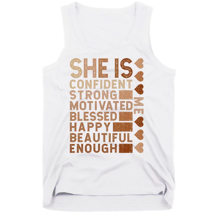 She Is Confident Strong Motivated Happy Beautiful Tank Top