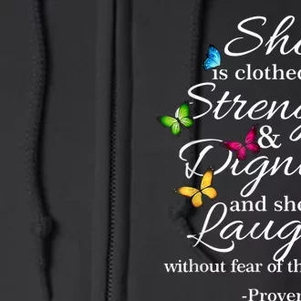 She Is Clothed Strength & Dignity Proverbs Full Zip Hoodie