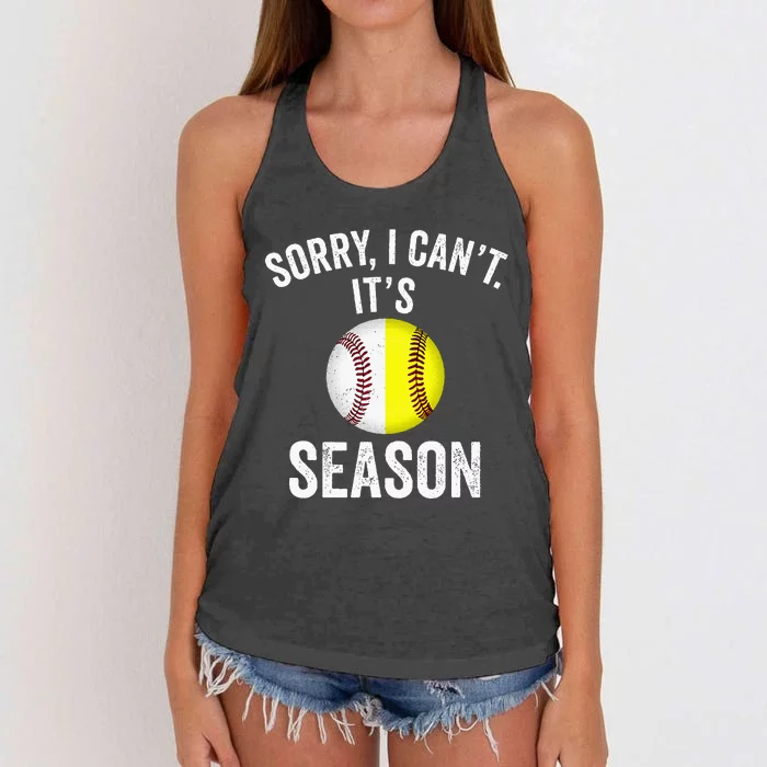 Sorry I Cant Its Season Baseball Life Softball Life Women's Knotted Racerback Tank