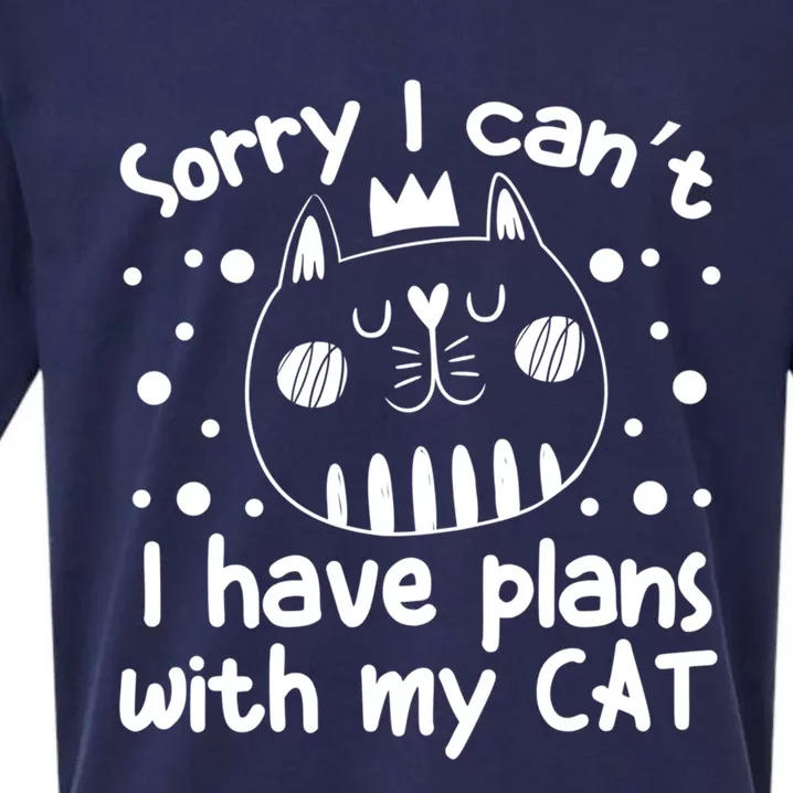 Sorry I Can't I Have Plans With My Cat Gift Sueded Cloud Jersey T-Shirt