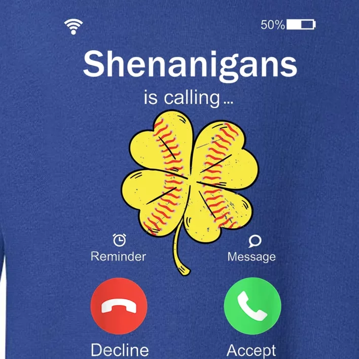 Shenanigans Is Calling St Patricks Day Baseball Shamrock Gift Toddler Sweatshirt