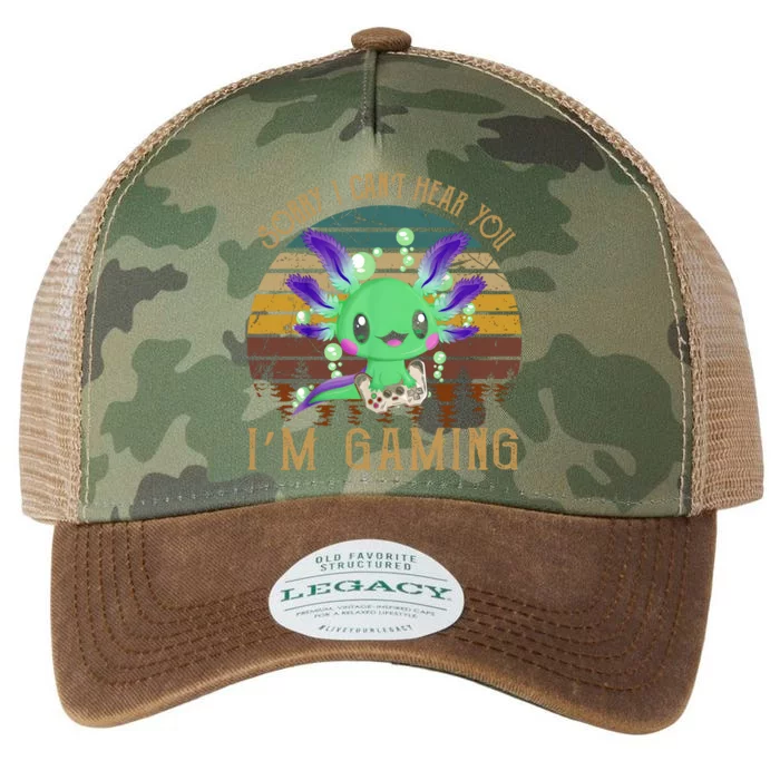 Sorry I Can't Hear You I'm Gaming Axolotl Vintage Arts Gift Legacy Tie Dye Trucker Hat