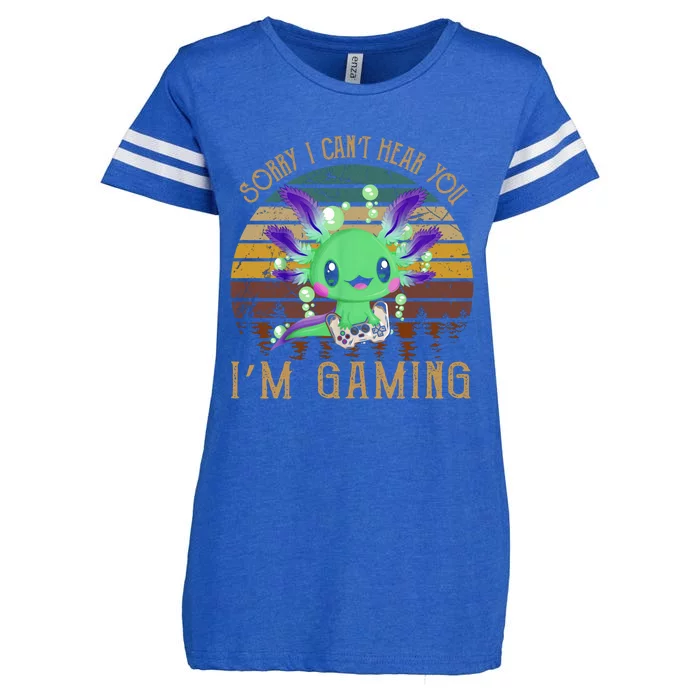 Sorry I Can't Hear You I'm Gaming Axolotl Vintage Arts Gift Enza Ladies Jersey Football T-Shirt