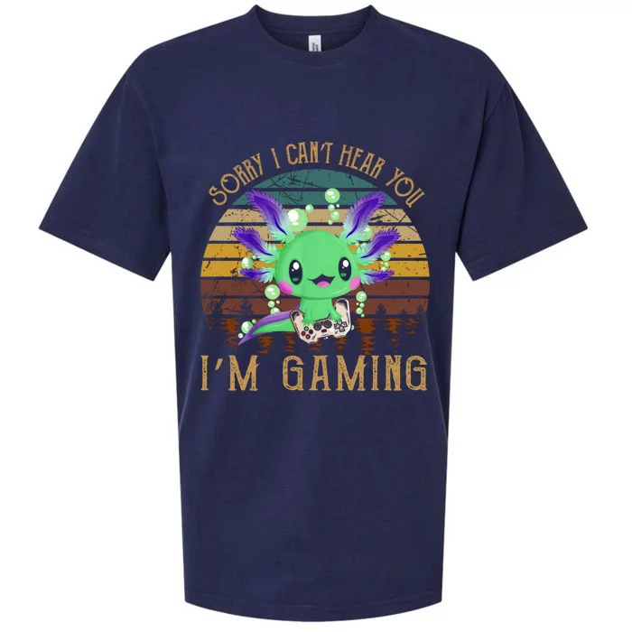 Sorry I Can't Hear You I'm Gaming Axolotl Vintage Arts Gift Sueded Cloud Jersey T-Shirt