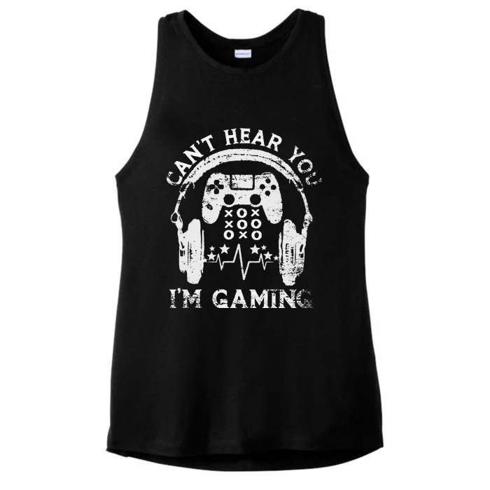 Sorry I Can't Hear You I'm Gaming Vintage Gamer Ladies Tri-Blend Wicking Tank