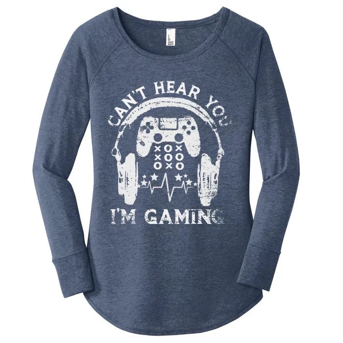 Sorry I Can't Hear You I'm Gaming Vintage Gamer Women's Perfect Tri Tunic Long Sleeve Shirt