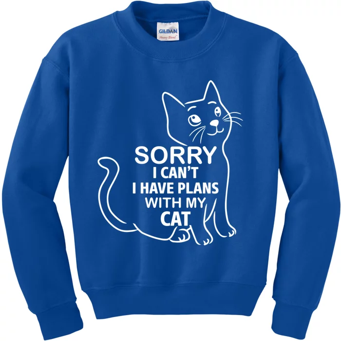 Sorry I Can't I Have Plans With My Cat Gift Kids Sweatshirt