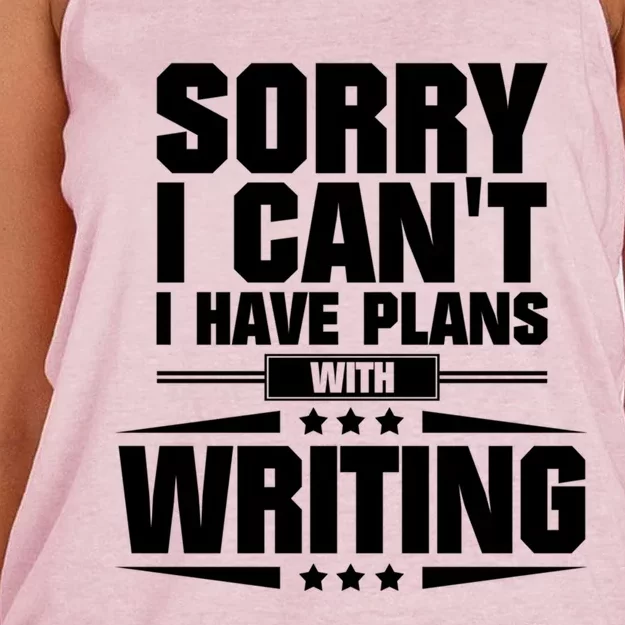 Sorry I CanT I Have Plans With Writing Gift Women's Knotted Racerback Tank