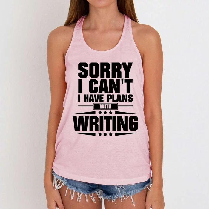 Sorry I CanT I Have Plans With Writing Gift Women's Knotted Racerback Tank