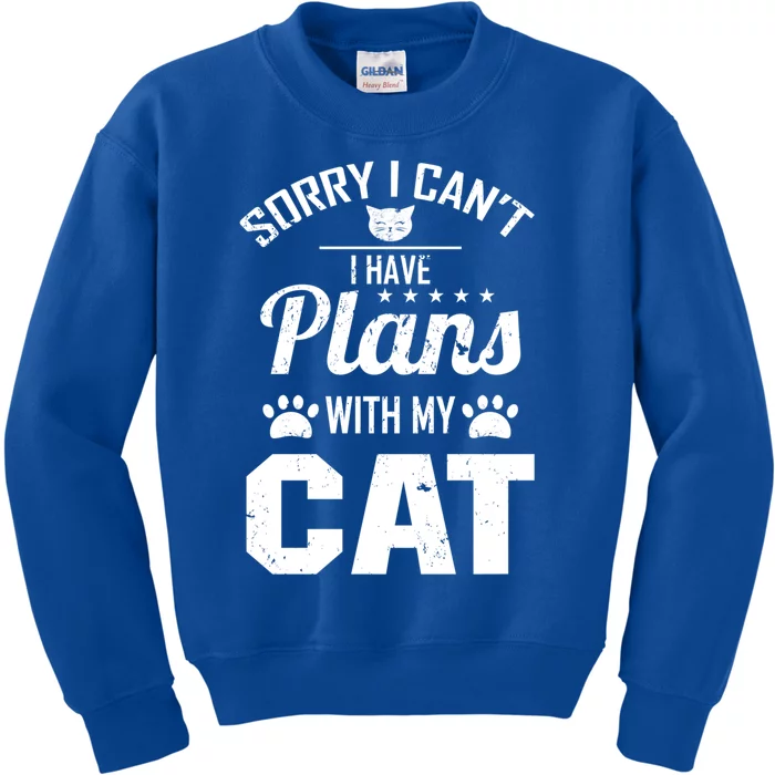 Sorry I Can't I Have Plans With My Cat Gift Kids Sweatshirt