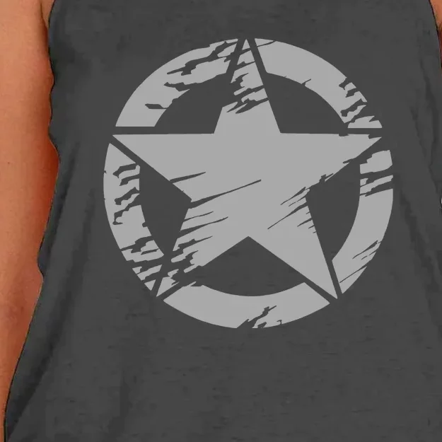 Star In Circle Symbol Design . Women's Knotted Racerback Tank