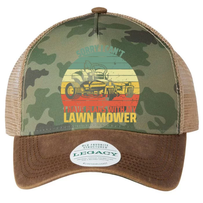 Sorry I CanT I Have Plans With Lawn Mower Cool Lawn Mowing Legacy Tie Dye Trucker Hat