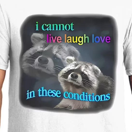 Snazzyseagull I Cannot Live Laugh Love In These Conditions Raccoon Pajama Set