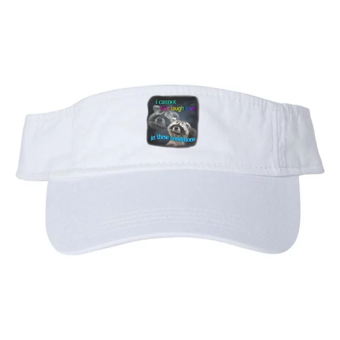 Snazzyseagull I Cannot Live Laugh Love In These Conditions Raccoon Valucap Bio-Washed Visor