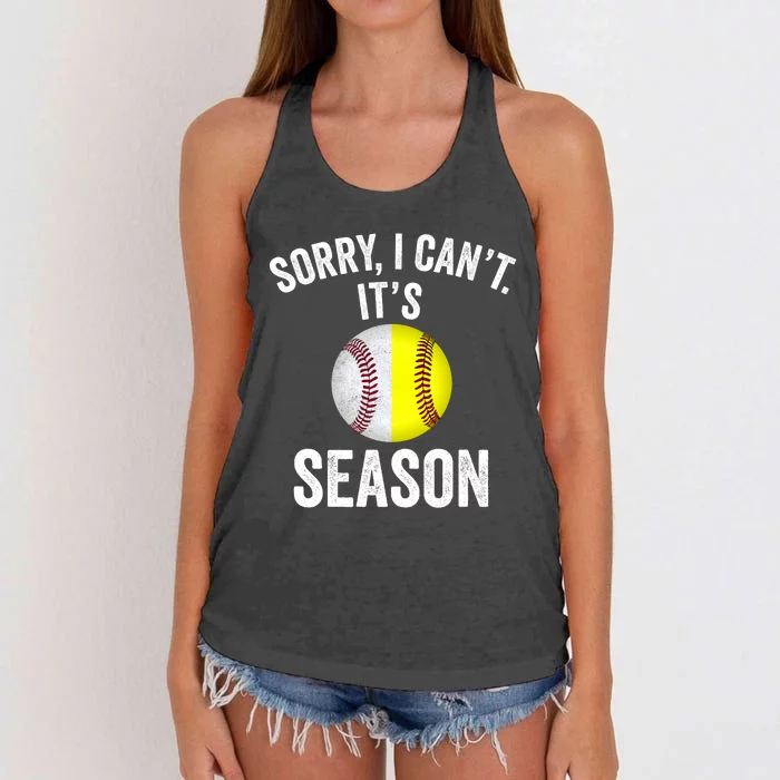 Sorry I Cant Its Season Baseball Life Softball Life Women's Knotted Racerback Tank