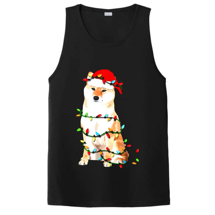 Shiba Inu Christmas Dog Lover Puppy Lights Xmas Performance Tank