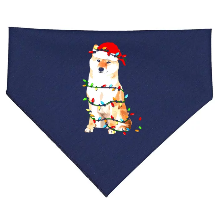 Shiba Inu Christmas Dog Lover Puppy Lights Xmas USA-Made Doggie Bandana