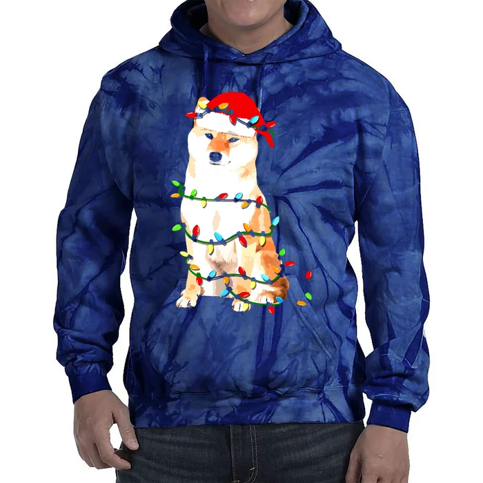 Shiba Inu Christmas Dog Lover Puppy Lights Xmas Tie Dye Hoodie