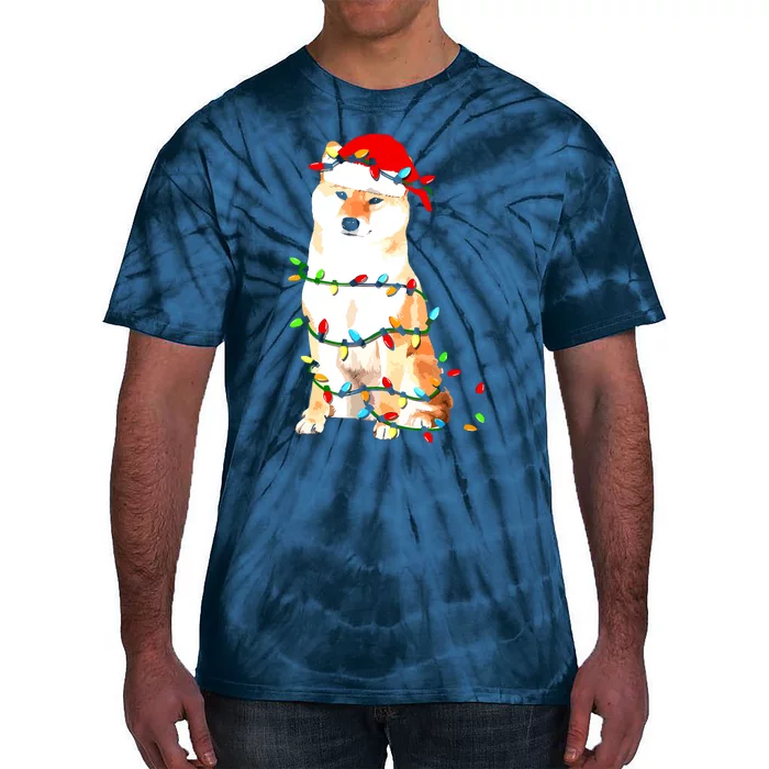 Shiba Inu Christmas Dog Lover Puppy Lights Xmas Tie-Dye T-Shirt