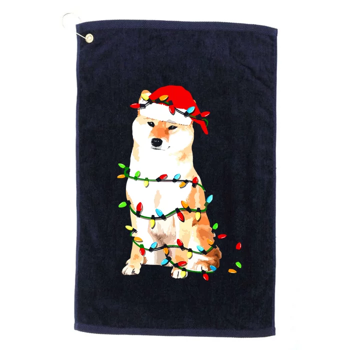 Shiba Inu Christmas Dog Lover Puppy Lights Xmas Platinum Collection Golf Towel