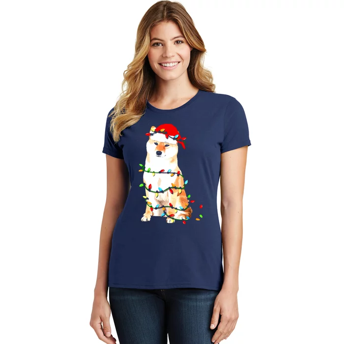 Shiba Inu Christmas Dog Lover Puppy Lights Xmas Women's T-Shirt