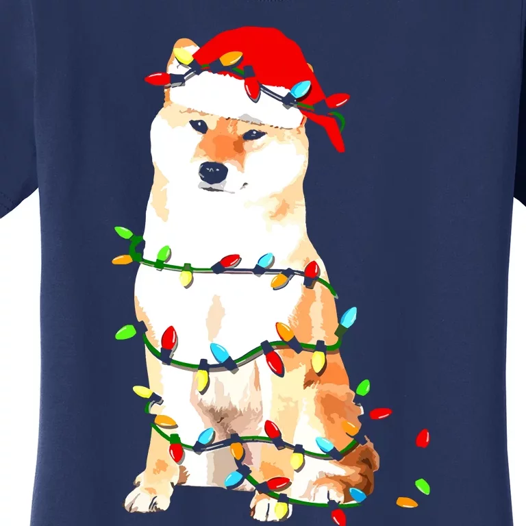 Shiba Inu Christmas Dog Lover Puppy Lights Xmas Women's T-Shirt