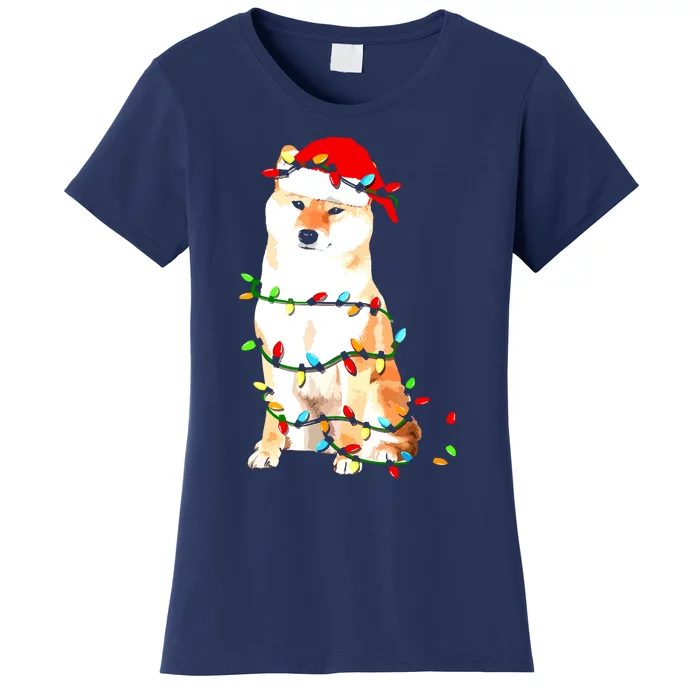 Shiba Inu Christmas Dog Lover Puppy Lights Xmas Women's T-Shirt