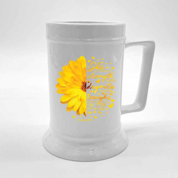 She Is Clothed In Strength And Dignity Christian Verse Funny Gift Front & Back Beer Stein