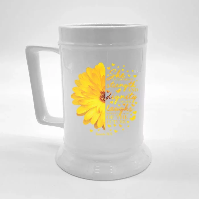 She Is Clothed In Strength And Dignity Christian Verse Funny Gift Front & Back Beer Stein