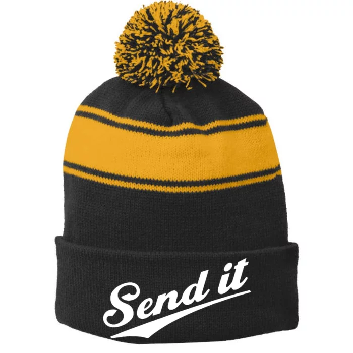 Sent It Classic Logo Stripe Pom Pom Beanie