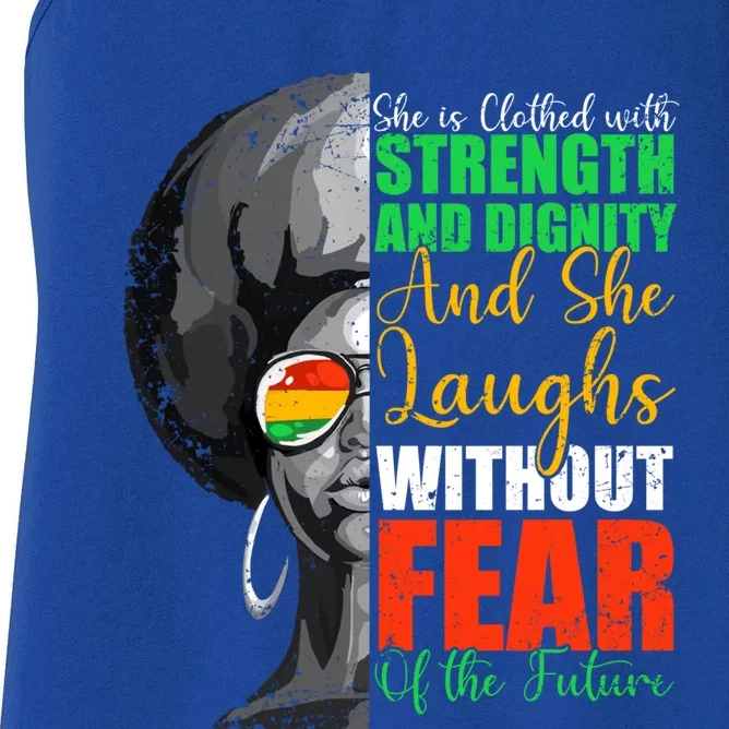 She Is Clothed Strength Dignity Laughs Without Fear Future Funny Gift Women's Racerback Tank