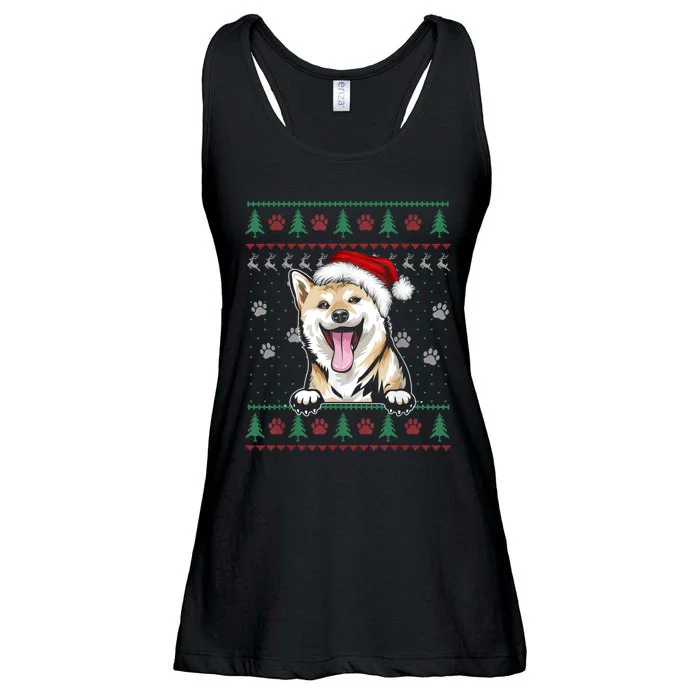 Shiba Inu Christmas Ugly Sweater Funny Dog Lover Xmas Ladies Essential Flowy Tank