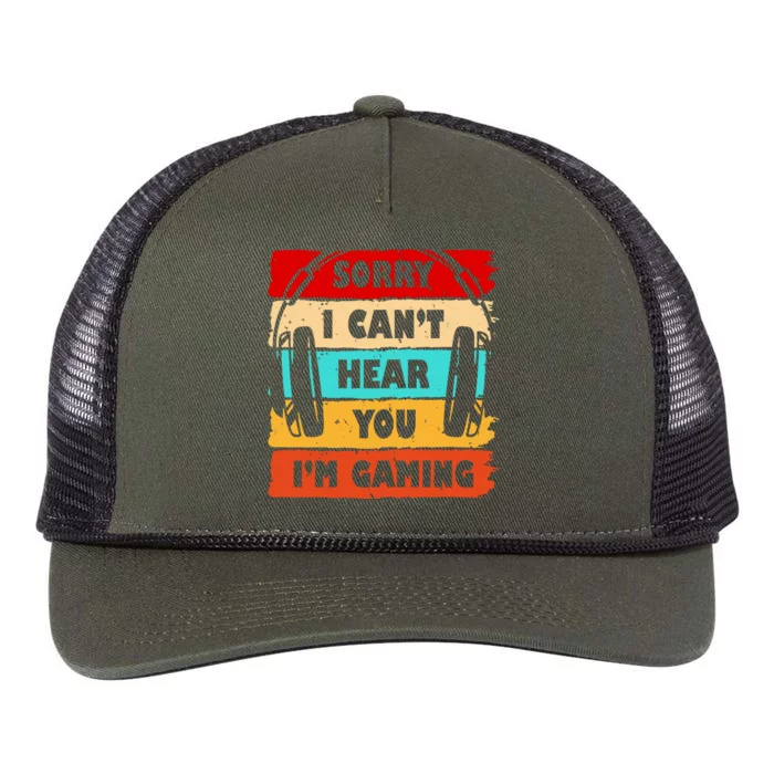 Sorry I Can't Hear You I'm Gaming Retro Retro Rope Trucker Hat Cap