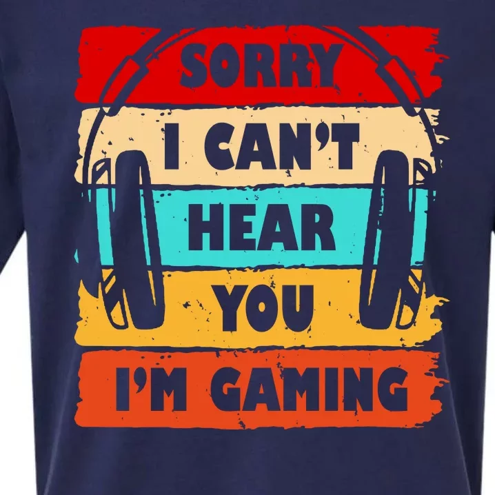 Sorry I Can't Hear You I'm Gaming Retro Sueded Cloud Jersey T-Shirt