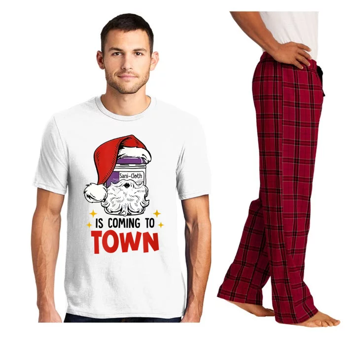 SaniCloth Is Coming To Town Funny Christmas Nurse Nursing Pajama Set