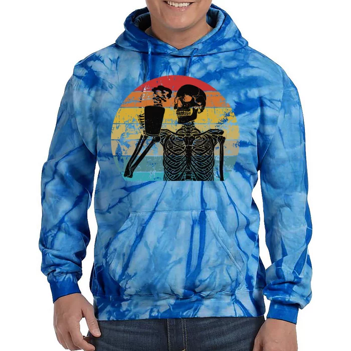 Skeleton Ing Coffee Lover Funny Halloween Skull Gift Tie Dye Hoodie