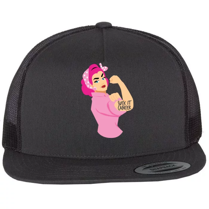 Suck It Cancer Breast Cancer Awareness Flat Bill Trucker Hat