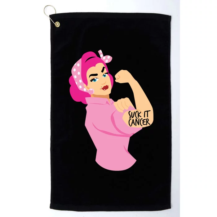 Suck It Cancer Breast Cancer Awareness Platinum Collection Golf Towel