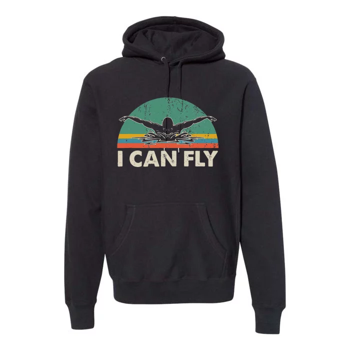 Swimming I Can Fly vintage team coach Premium Hoodie